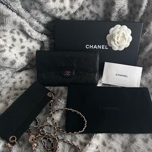 Chanel Black Quilted Clutch with Chain